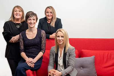 Helen McBride (legal PA) Jacqueline Alleyne (real estate associate), Collette Gibson (real estate associate) and Fiona Cameron (banking partner)